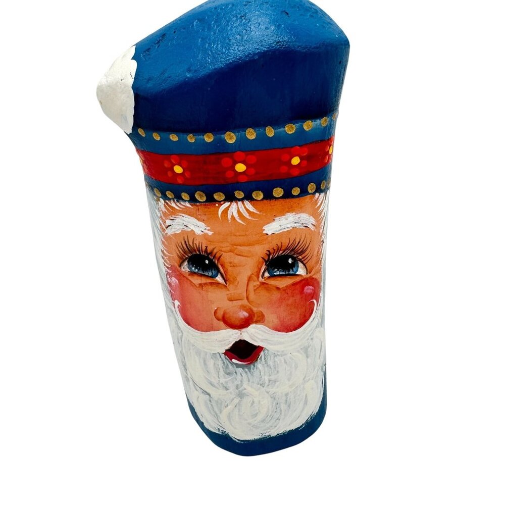 Hand-Painted Wooden Santa Claus Decorative Figure 5.5" Vintage